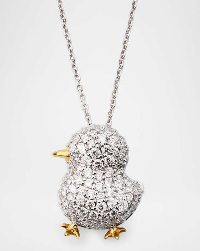 18K Gold Diamond Chick Pendant Necklace